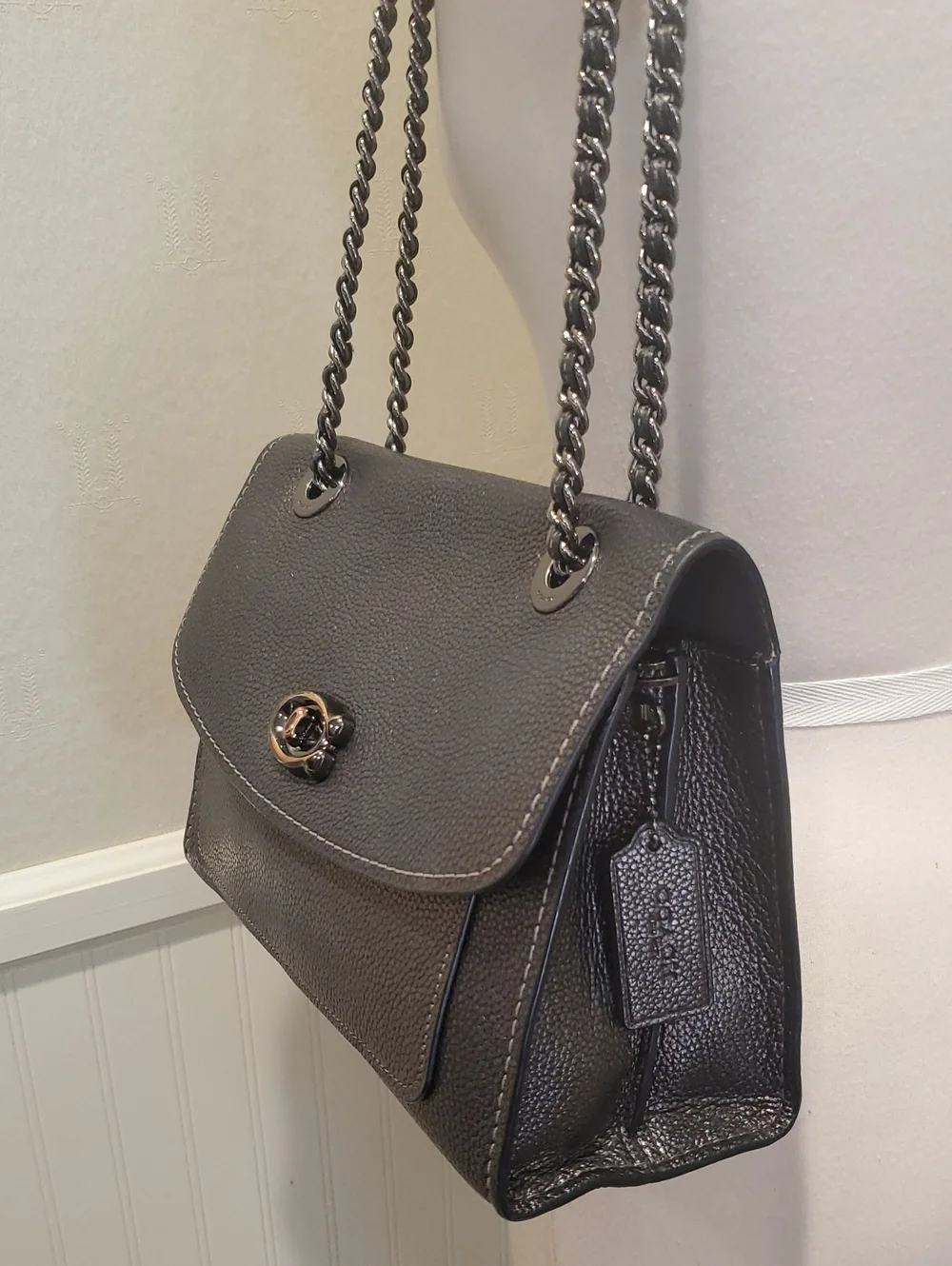 Coach Parker Shoulder Bag Metallic Graphite